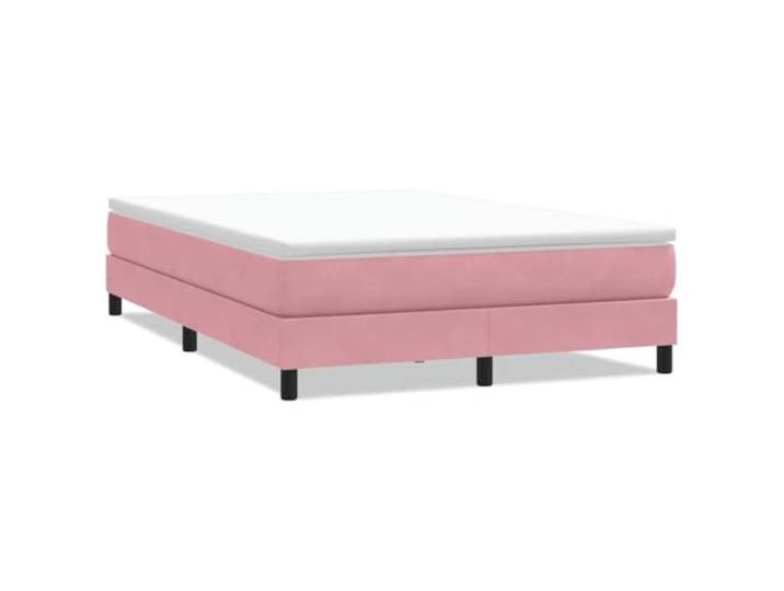 PUGYNBK Boxspringbett aus Samt, Rosa, 160 x 220 cm Lattenrost, stabile Füße, ohne Matratze, weich und bequem