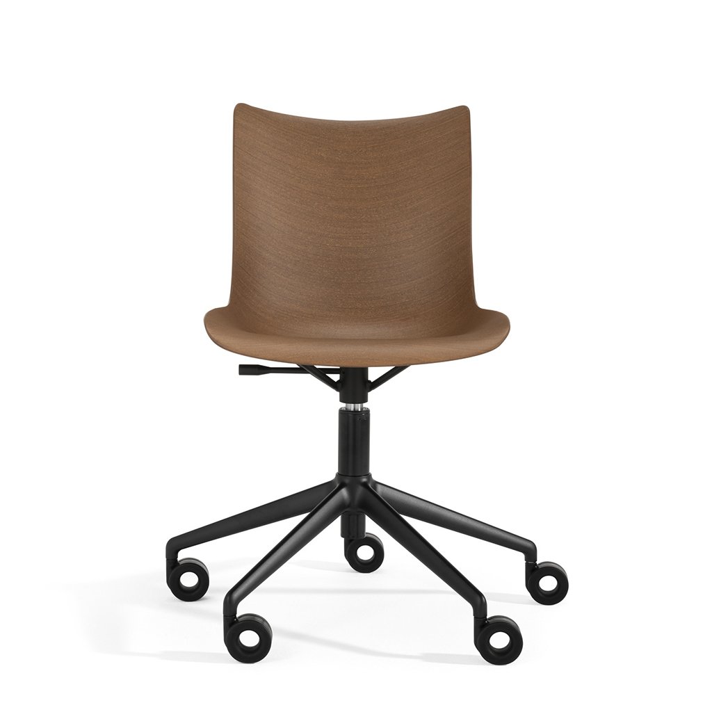 Kartell P/ Wood Bürostuhl (schwarz lackiert, Eichenfurnier dunkel) schwarz lackiert | Eichenfurnier dunkel 05926SN