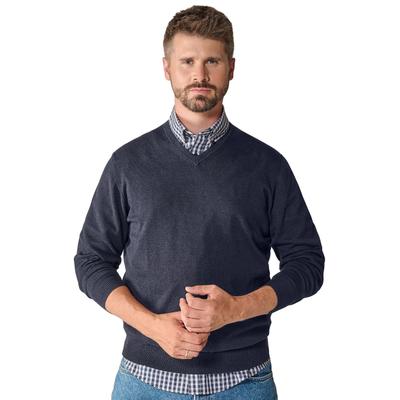 Strickpullover CASAMODA "CASAMODA Pullover uni", Herren, Gr. M, blau (graues dunkelblau), 100% Baumwolle, Pullover Strickpullover