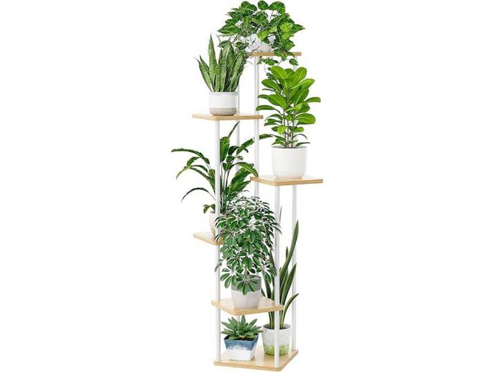 Support Plantes 6 Niveaux en Métal - Étagère Plantes Blanc pour Balcon Salon Chambre - Porte Plantes Décoratif Stable et Élégant