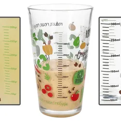Organic Gemüse Trinkglas mit Skala Messbecher 0,3L Milliliter Gramm Backen Saft