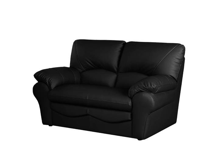 2-Sitzer Sofa Kunstleder Schwarz/Schwarz Kunstleder Solis 150 x 92 x 85cm Modern