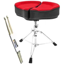 ahead SPG-R-3 Sattel Drum-Hocker mit Drumsticks, Schlagzeug Zubehör, Schwarz