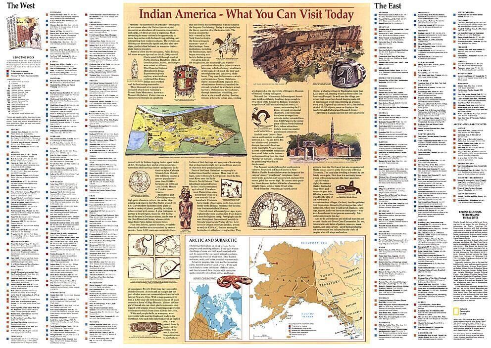 National Geographic Historic POD Carte de l'Amérique indienne de 1991