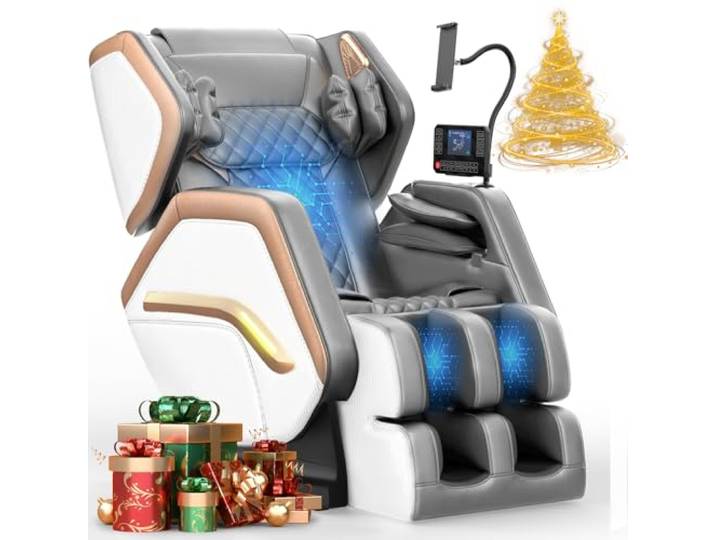 NAGLIFOR Massagesessel, Ganzkörper-Massagestuhl mit 14 Rollen, 8 Airbags Massage, Heizfunktion, Fußmassage, Bluetooth-Lautsprecher, Touch-Fernbedienung