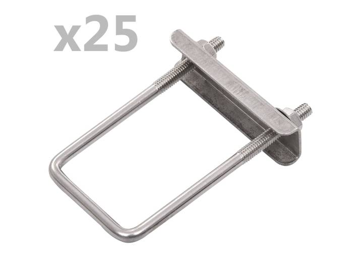 vidaXL U-Bügel für Zaunpfosten 25 Sets 60 x 40 mm
