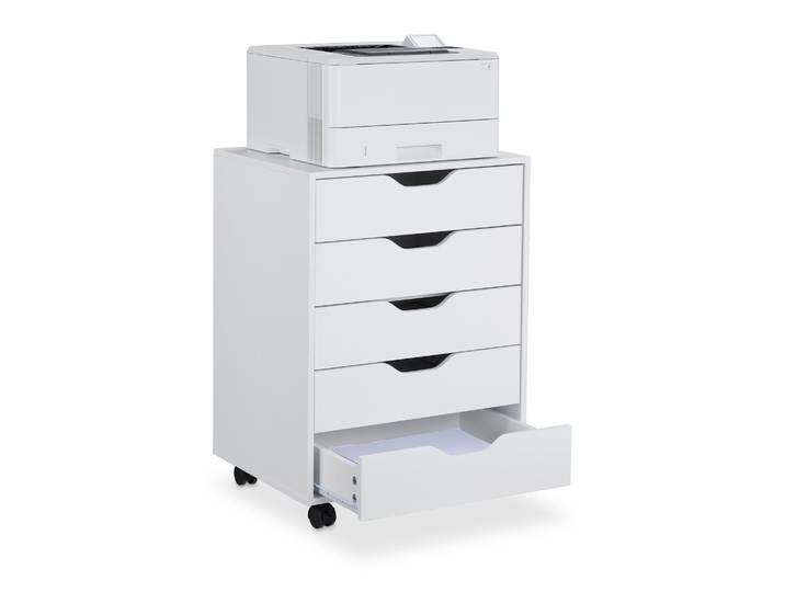 Rollcontainer mit Schubladen Weiss-Schwarz