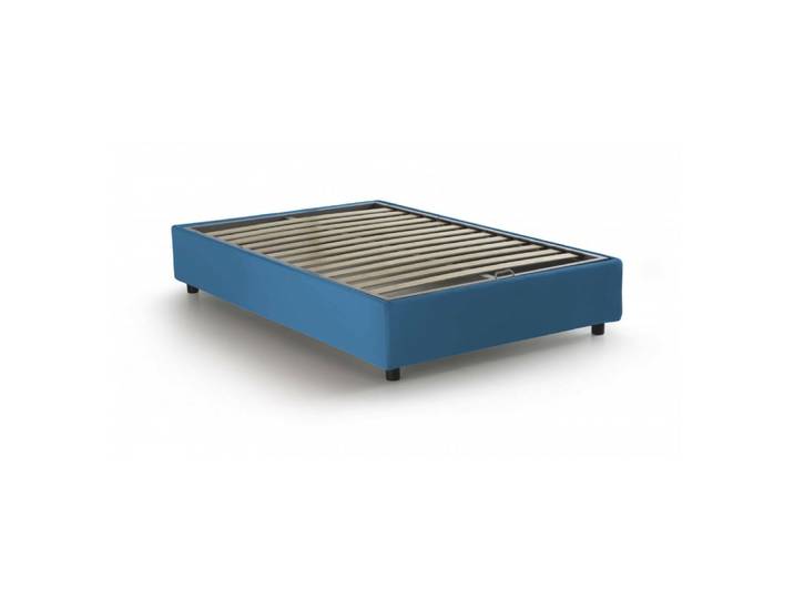 Lit double en tissu bleu 140x190 cm