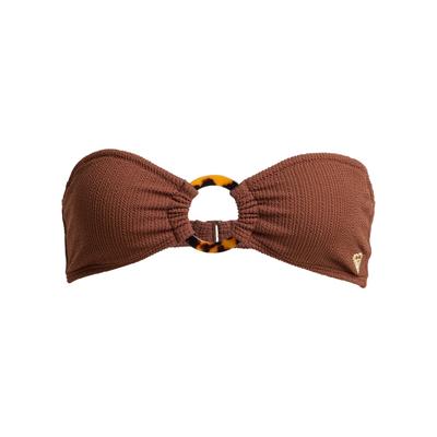 Bandeau-Bikini-Top ROXY "Roxy Sunshine Bandeau", Damen, Gr. M, braun (cappuccino), Obermaterial: 89% Polyester, 11% Elasthan., Bikini-Oberteile