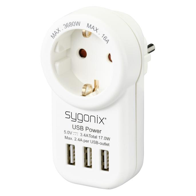 Sygonix SY-4755856 Zwischensteckdose mit USB Weiss (SY-4755856)