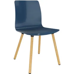 Dauphin Fiore Schalenstuhl mit Holzbeinen - Berlinerblau (RAL 2603015) / Buche natur