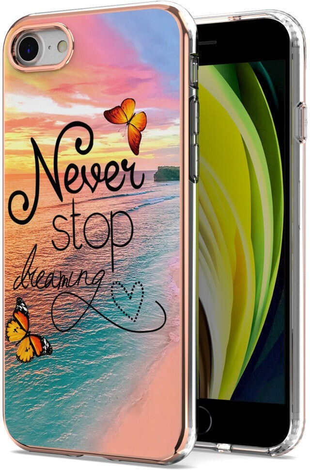 INCOVER iPhone SE (2022 / 2020) / 8 / 7 Hybrid Plastik Bagside Cover - "Never Stop Dreaming"