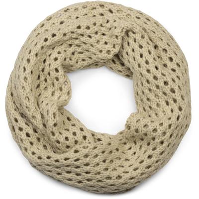 Strickschal STYLEBREAKER "Strick Loop Schal mit Loch Muster", Damen, weiß (creme, beige), Obermaterial: 100% Viskose CV., Modisch, Modetücher