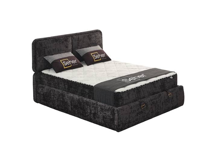 Boxbett mit Bettkasten 180 x 200 cm Chenille anthrazit - RHODOS