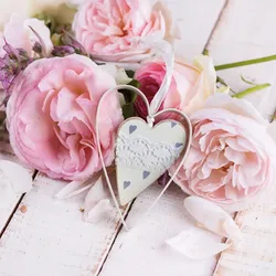 ti-flair 20 Servietten Papier 33x33cm 3-lagig - hochwertige Einweg Papierservietten Hochzeitsservietten Motivservietten Pfingstrosen Vintage Herz Rosa Weiß