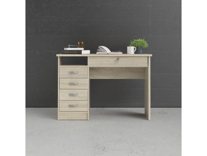 Schreibtisch HOME AFFAIRE Function Plus, Arbeitstisch, Bürotisch, staurum, minimalistisch , braun (eichefarben), B:109,3cm H:75,6cm T:48,5cm, Tische, Schreibtisch, mit 4 Schubladen, 1 offenes Fachbreite 110 cm
