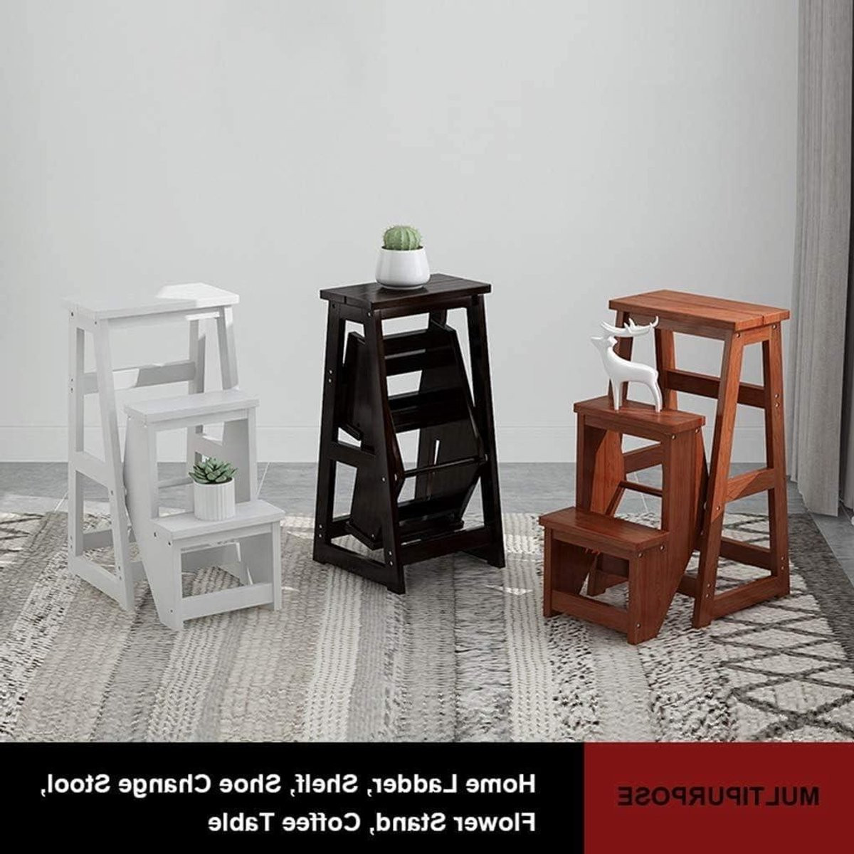 Houten Tredekruk - Opvouwbare Ladder met 3 Treden - Meerkleurig