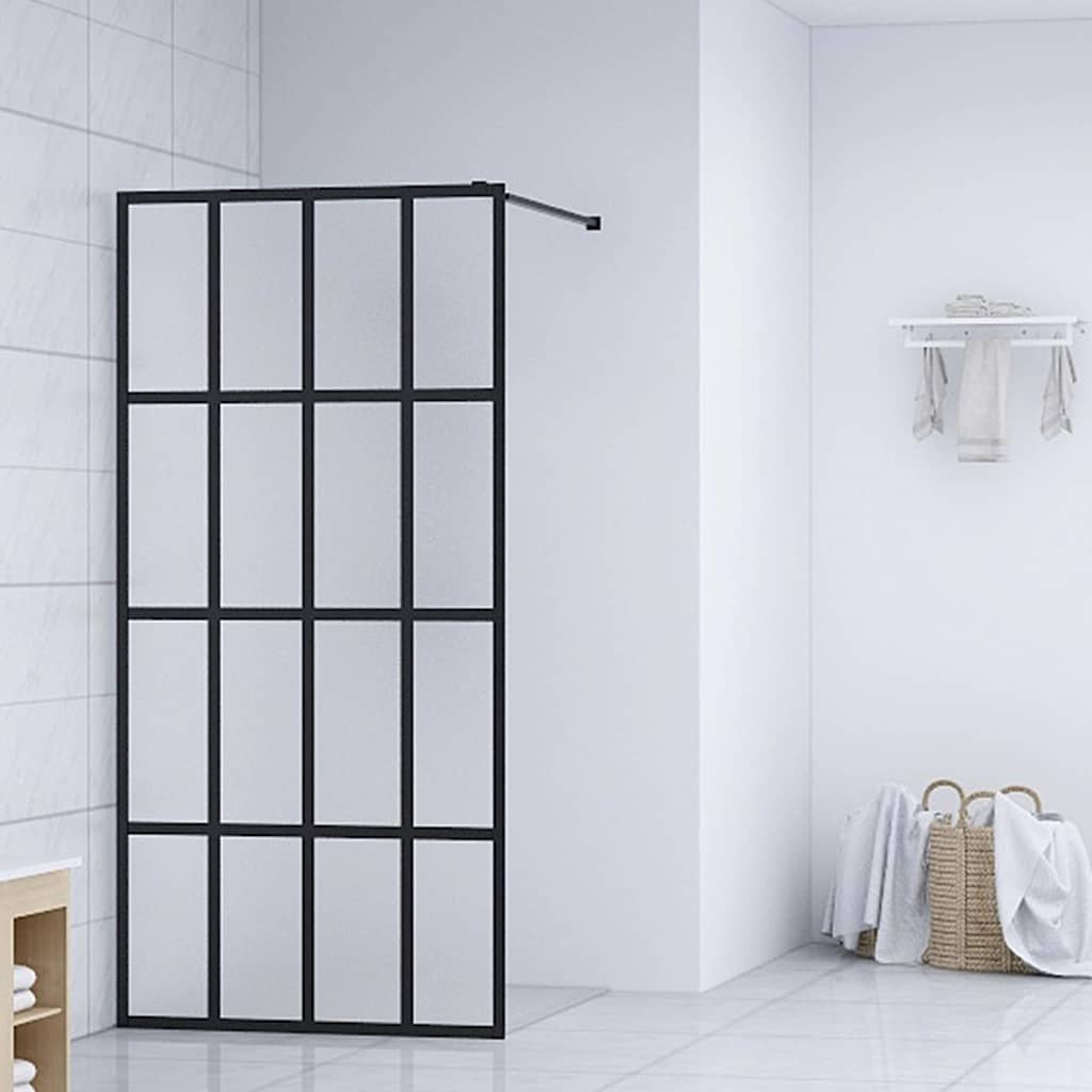 vidaXL Mampara de ducha vidrio templado esmerilado 140x195 cm Negro