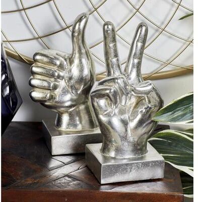 Studio 350 Dark Gray or Silver Polystone Hands Decorative Sculpture (Set of 3)