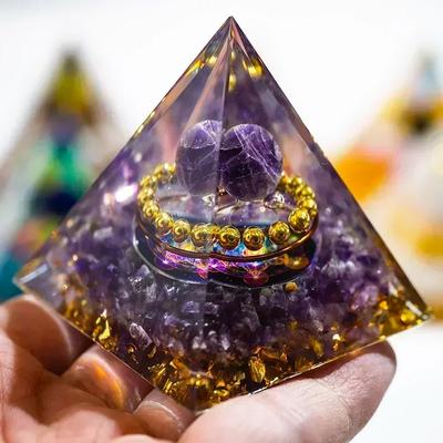 Crystal Energy Pyramid Chakra Healing Decor obsidian