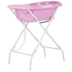 Chipolino Babybadewanne, Ständer Noemi klappbar, Ablauf, Ablagefächer, ab Geburt rosa