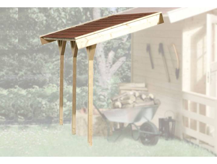 Schleppdach WEKA, beige (naturbelassen), B:135cm H:210cm T:230cm, Massivholz, Gartenhaus-Anbaudächer, Schleppdach, für klassisches Stecksystem ab Haustiefe 200 cm