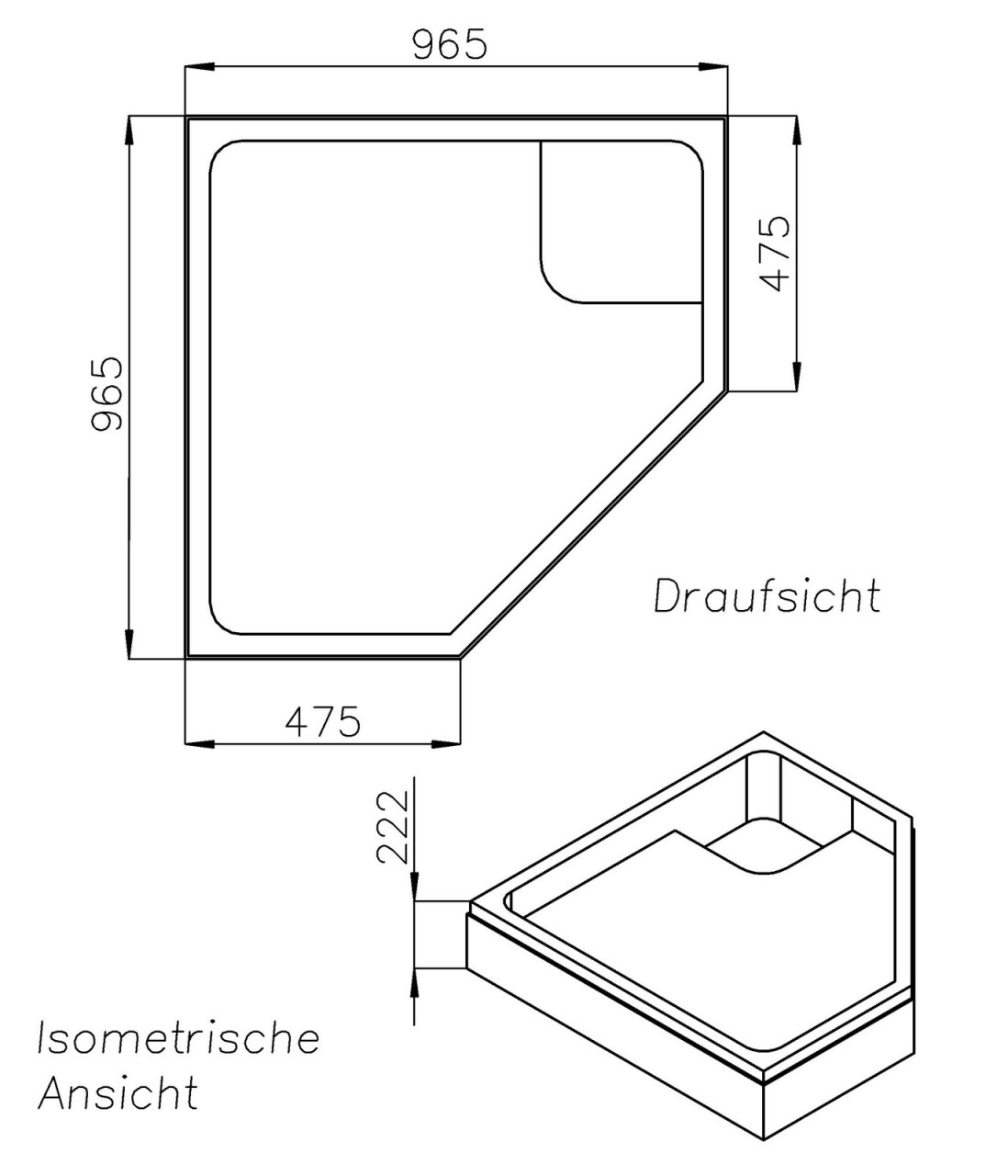 Neuesbad Wannenträger für Vitra Normus 100x100x12 Fünfeck SD94066