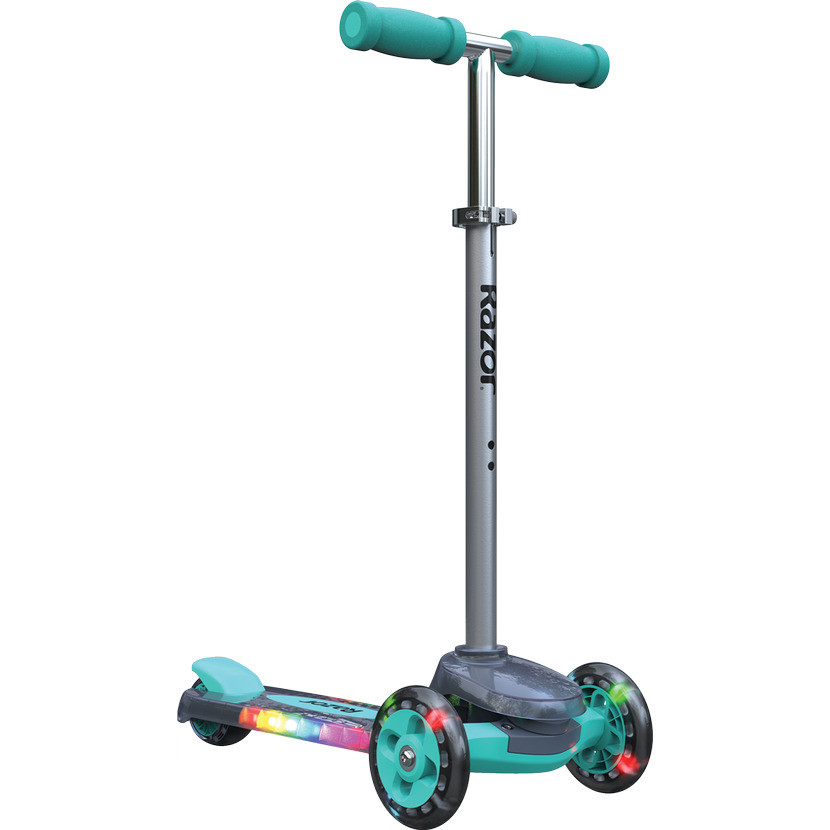 Razor Rollie DLX driewieler-roller voor kinderen vanaf 30 maanden met LED-verlichting, turkooisblauw