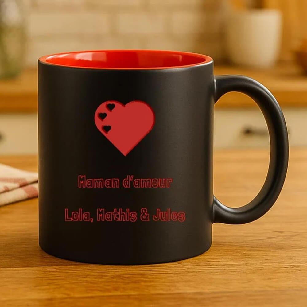 Ocadeau Mug noir et rouge gravé