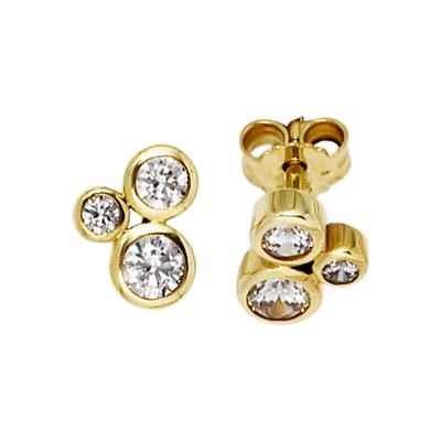 Paar Ohrstecker JOBO "Ohrringe Goldohrringe", gold (gelbgold 333), Ohrringe, Damen, Gelbgold 333, 333 Gold mit 6 Zirkonia