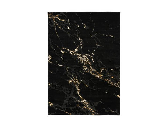 Design Teppich „Marmaris 400“ - Schwarz/Gold Schwarz, Gold 80 x 150 cm LALEE