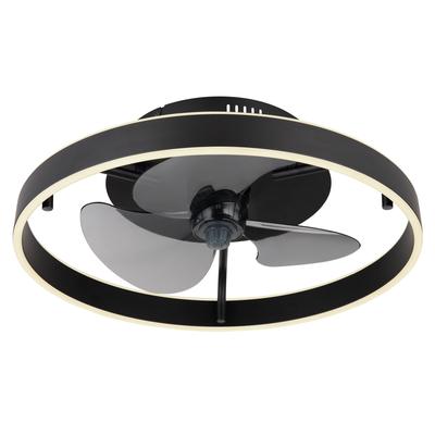 GLOBO LIGHTING Deckenleuchte "CONWAY", schwarz, Ø 50cm H: 14,5cm, 1 Stk., Leuchten, Ventilator rauchfarben CCT 2700-6500K modern Funktionen Wohnraum, Deckenleuchte