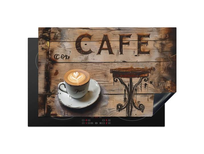 HERDABDECKPLATTE Cafe - Holz - Kaffee - Regale Abdeckung Ceranfeld 81.2x52 cm