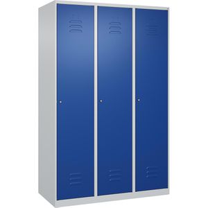 CP-Möbel Spind Classic PLUS, blau, 3 Abteile, mit Zylinderschloss, 120 x 185 cm