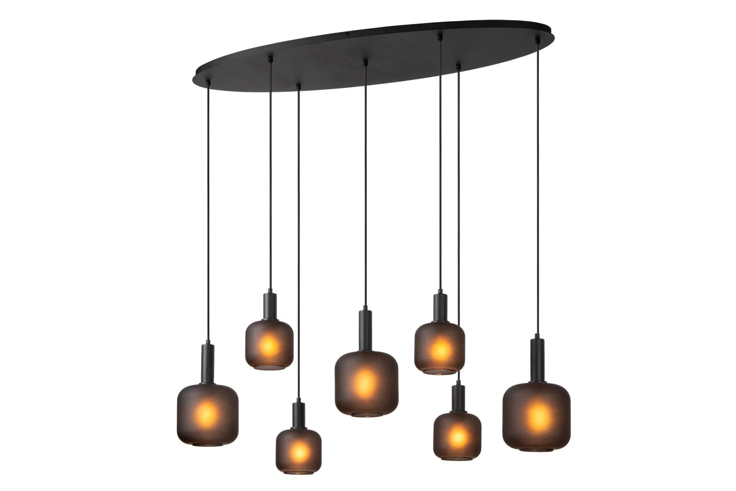 Lucide ELOISE Hanglamp - Zwart - 7x E27 - Modern Glas en Metaal
