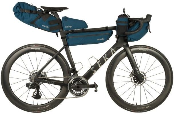 AGU Borsa orizzontale al telaio bikepacking  VENTURE 3 litri blu