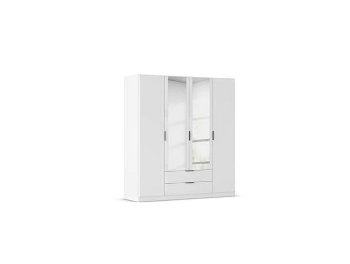 Rauch Möbel LAGOA, Kleiderschrank, Farbe Weiß, Breite 181 cm Schrank, 4-türig, Spiegel, 2 Schubladen, Zubehör Premium, für Schlafzimmer, Kinderzimmer, Babyzimmer, Garderobe