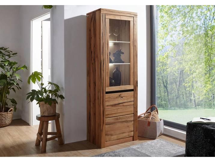 Vitrine 62x42 Chênes sauvage et lombard huilé Bois naturel MONTREUX #120