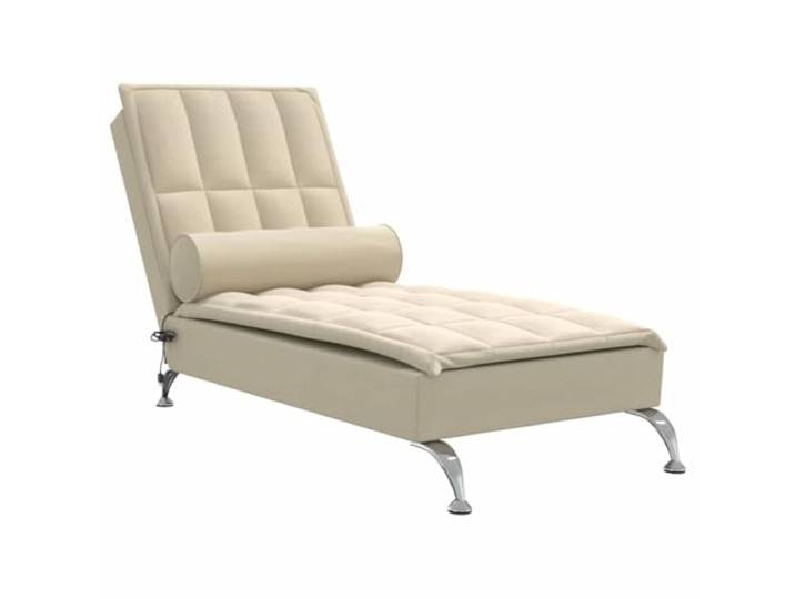 vidaXL Massage-Chaiselongue mit Nackenrolle Creme Stoff