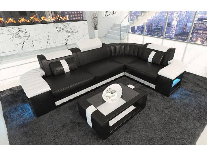 Designsofa Bergamo Eleganz L-Form aus Leder