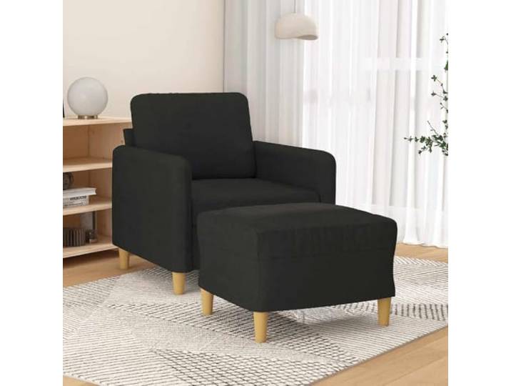 WXGTBKPR Sessel mit Hocker Schwarz Stoff, Bequemer Relaxsessel inkl. Fußhocker für Wohnzimmer, Lesen und Entspannen, 78x77x80 cm
