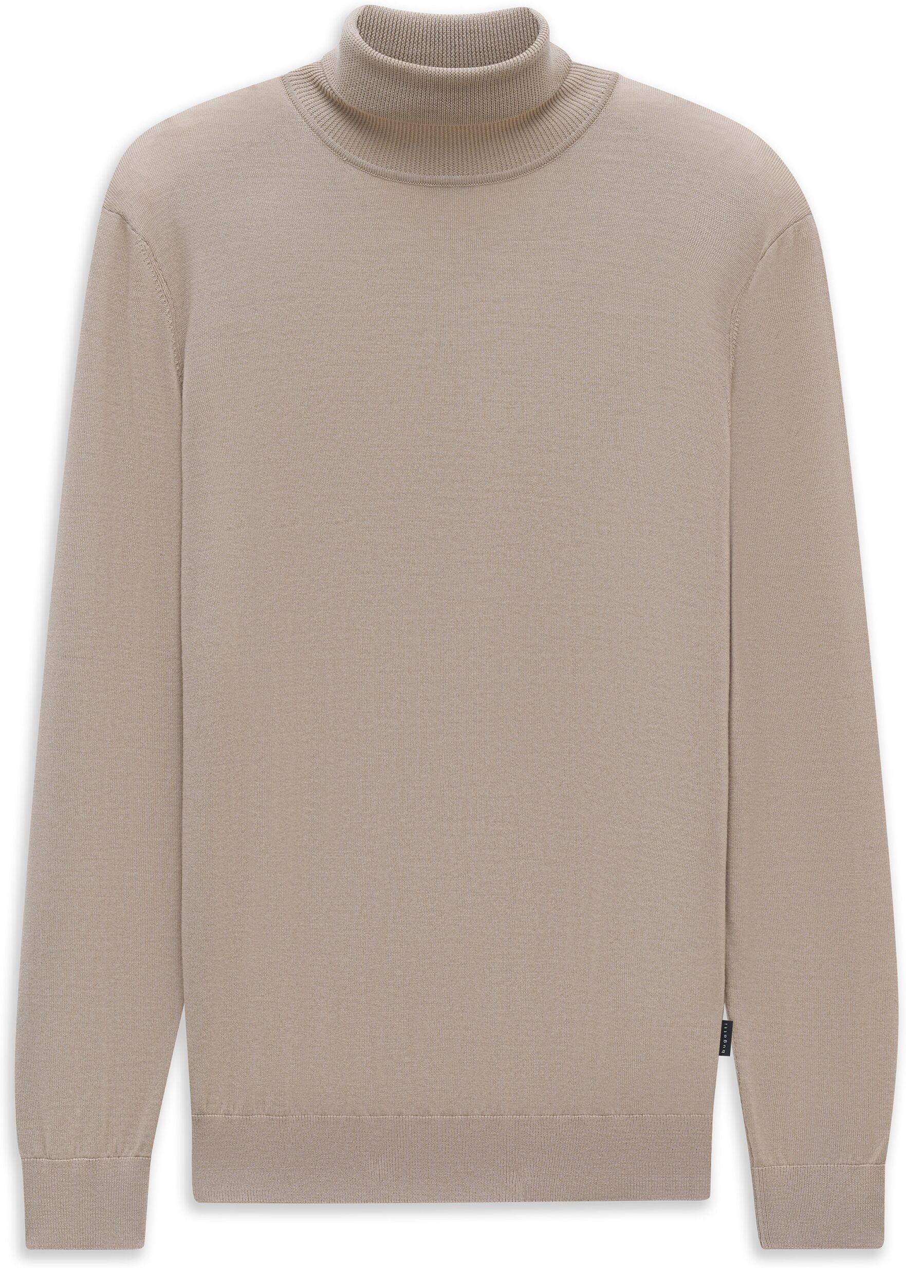 Rollkragenpullover BUGATTI "Regular Fit", Herren, Gr. 4XL, 40, beige, 100% Wolle, unifarben, regular fit, Pullover Rollkragenpullover, Regular Fit Wolle Feinstrick