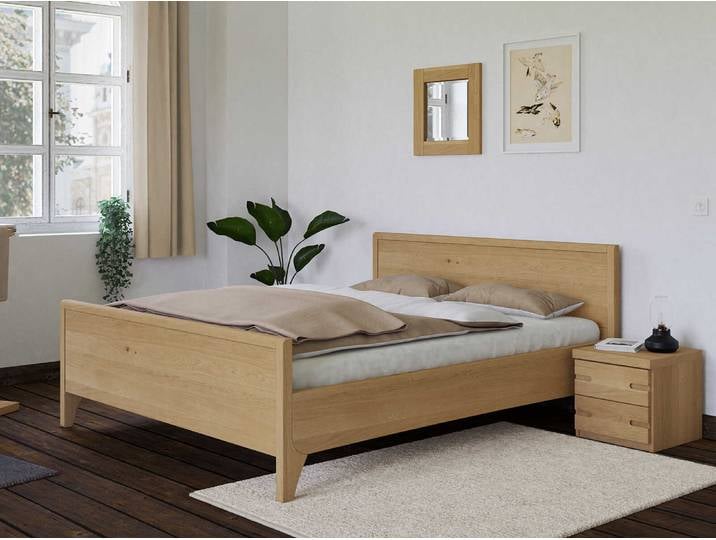 Eichenbett Hell „Katja“ 160 x 210 cm Massivholz Eiche Hell