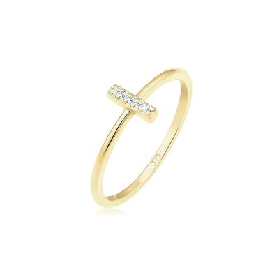 Diamantring ELLI DIAMONDS "Ring Kreuz Diamanten Brillantschliff (0.025 ct) 375 Gelbgold" Gr. 56, gold, Fingerringe, Damen, 56, Gelbgold 375, Diamantring