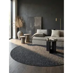 Kurzflorteppich AMMER, einfarbig, Anthrazit, Ø 120 cm