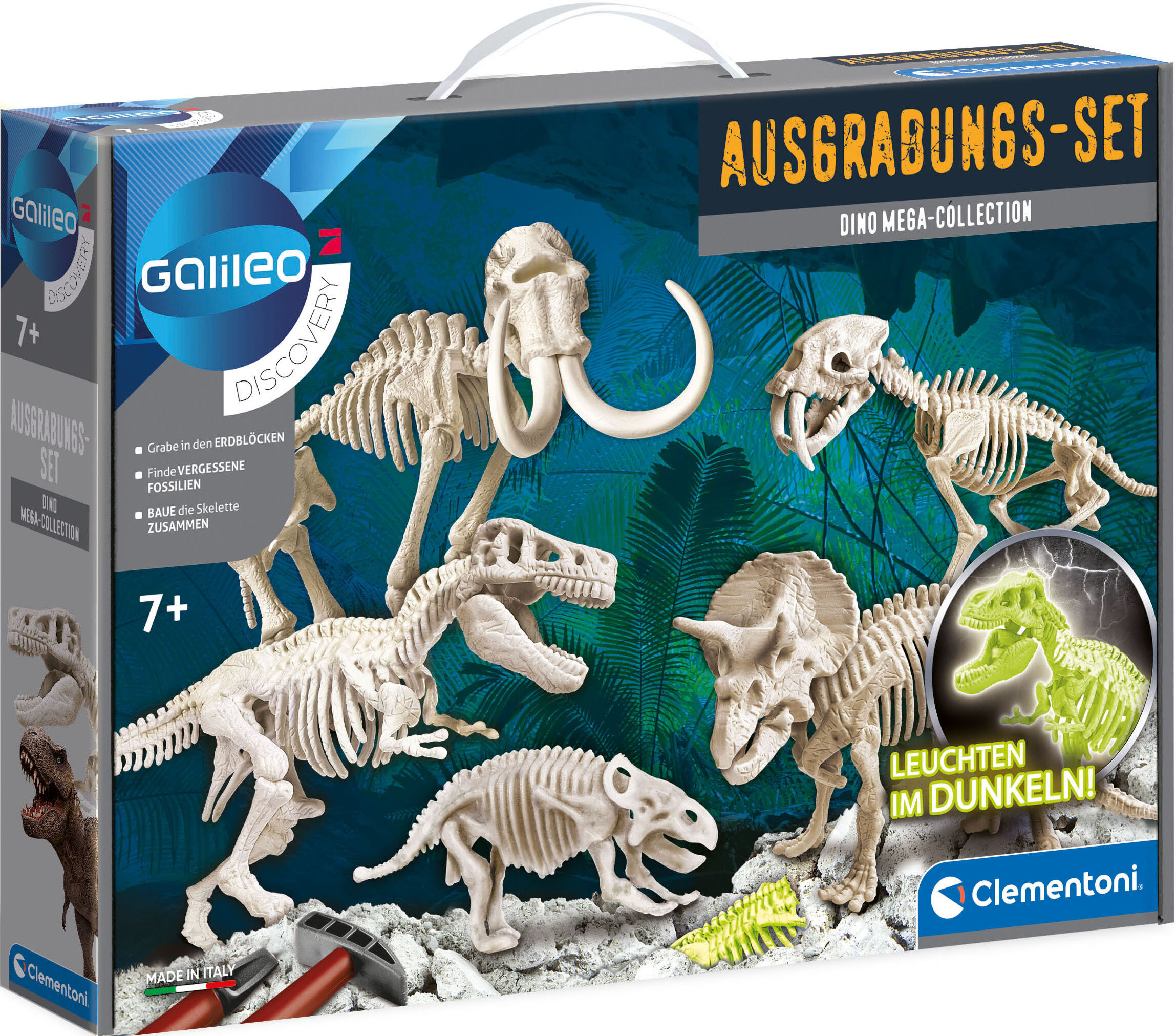 Experimentierkasten CLEMENTONI "Galileo, Ausgrabungs-Set Dino Mega-Collection", bunt, Experimentierkästen, Kinder, Made in Europe