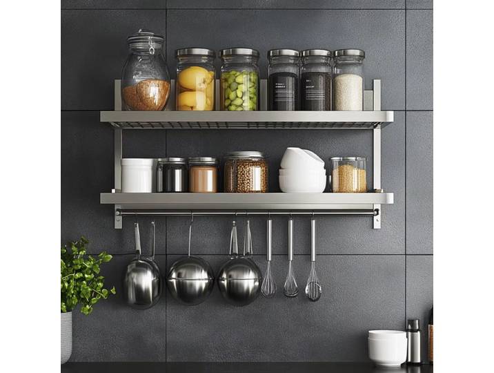 Organisateur de porte-épices de cuisine, organisateur mural multicouche en acier inoxydable