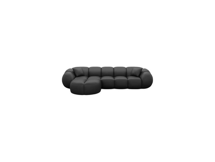 4-Sitzer Design Echtleder Ecksofa „Azura“ Echtleder Schwarz BLOOMINGLOFT Collection