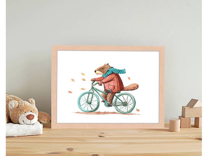 Bild Beaver In Coat 33 x 43cm Multicolor