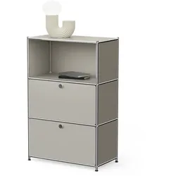 Tchibo - Kommode Metall »Cn3« mit 2 Klappenfächern - 77x40x120,5cm - hellgrau -
